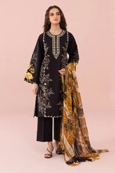 SAPPHIRE - 3PC  CAMBRIC EMBROIDERED SHIRT WITH PRINTED DUPATTA AND CAMBRIC TROUSER - HZG1290